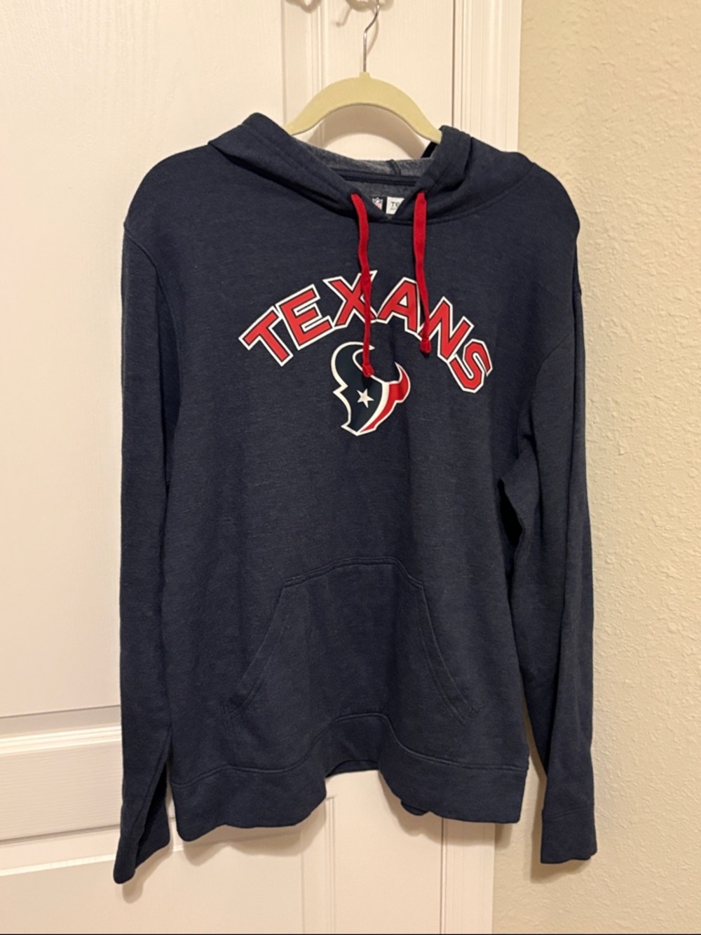 NFL Navy Pullover Hoodie with Red Drawstrings
